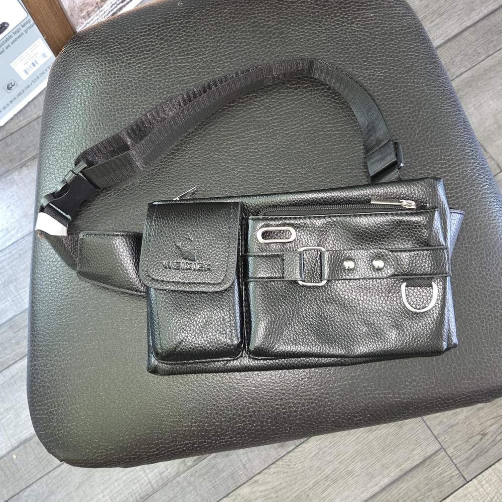 Sleek Black Leather Belt Bag